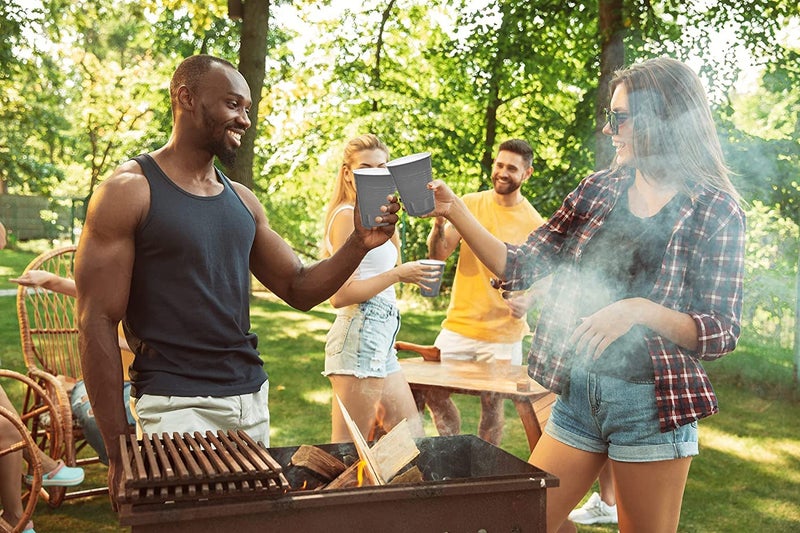 DecorRack Gray Plastic Cups, 12 oz Disposable Cups, Reusable Party Supplies (120 Count) - Image 4